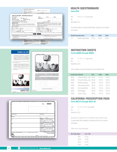 cds - stock dental forms
